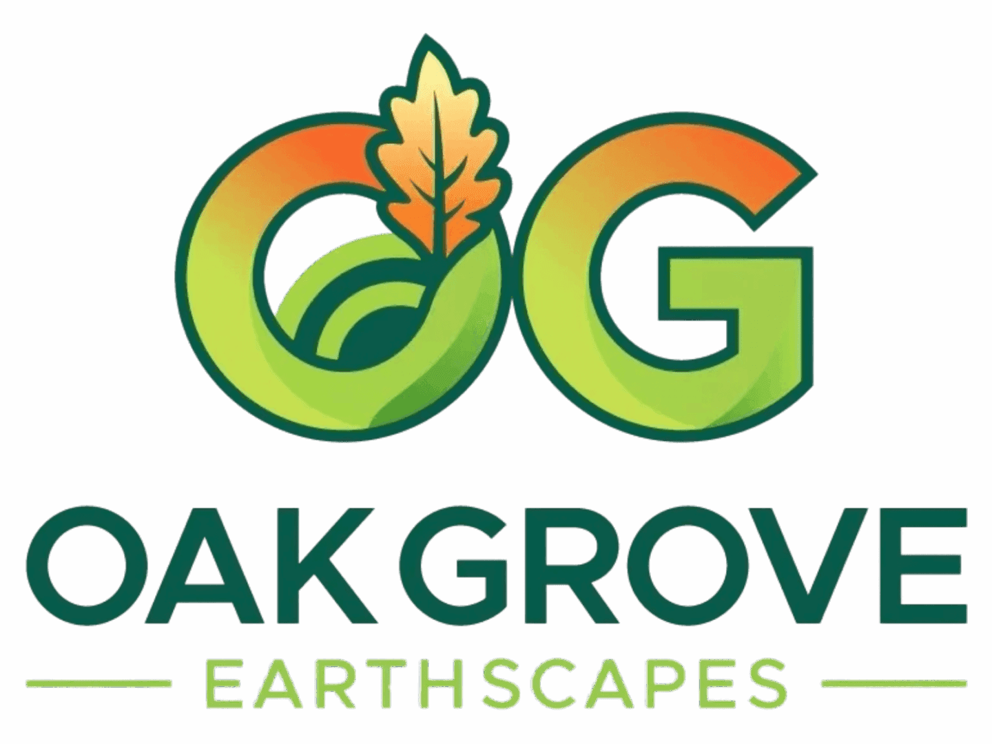 Logo of Oak Grove Earthscapes with oak leaf and green elements.